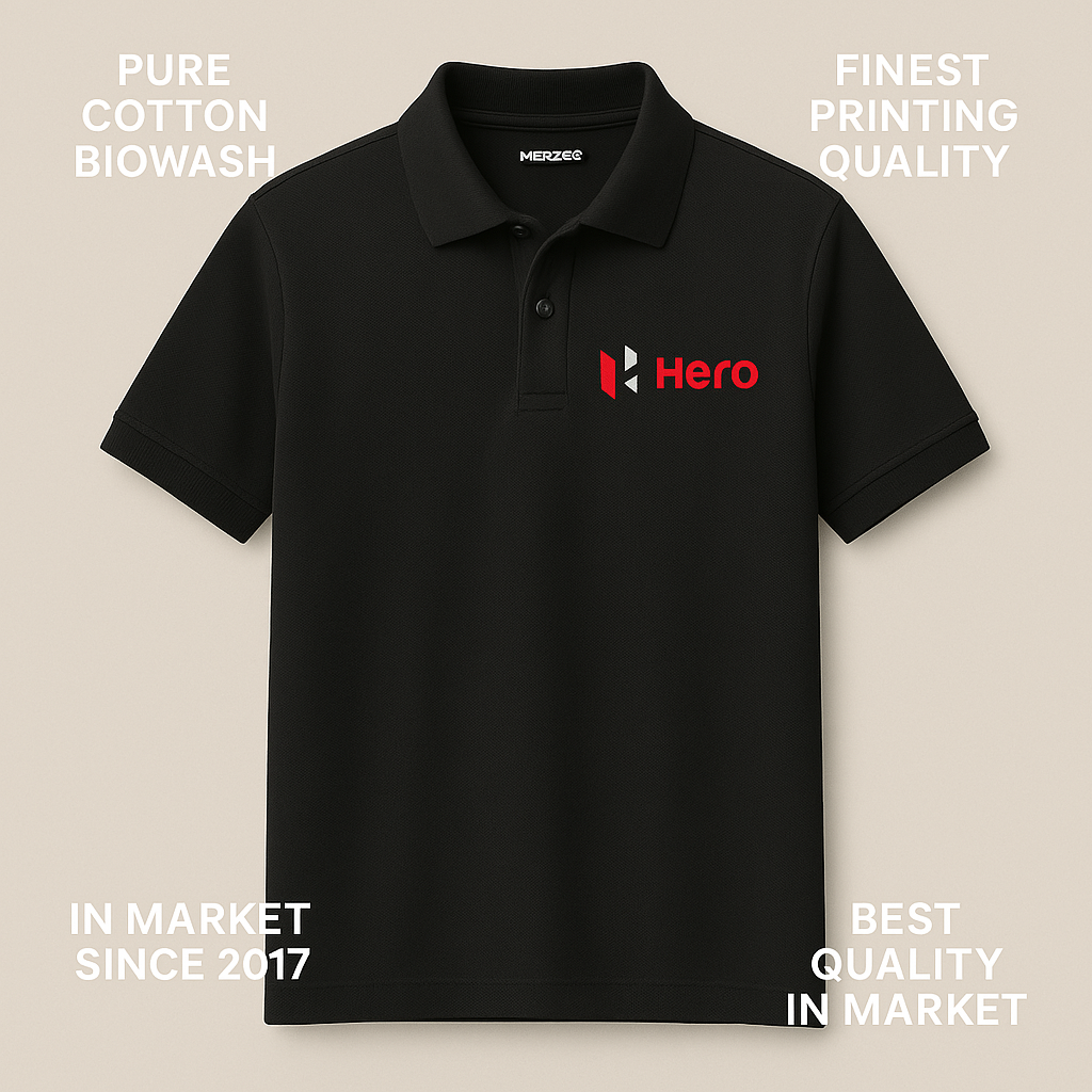 Black Hero Branded Polo – Soft Biowash Cotton